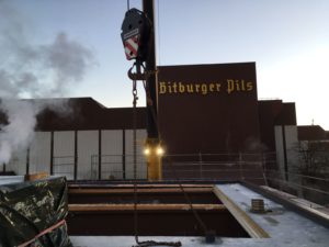 Dampfkesseldemontage bei der Bitburger Brauerei